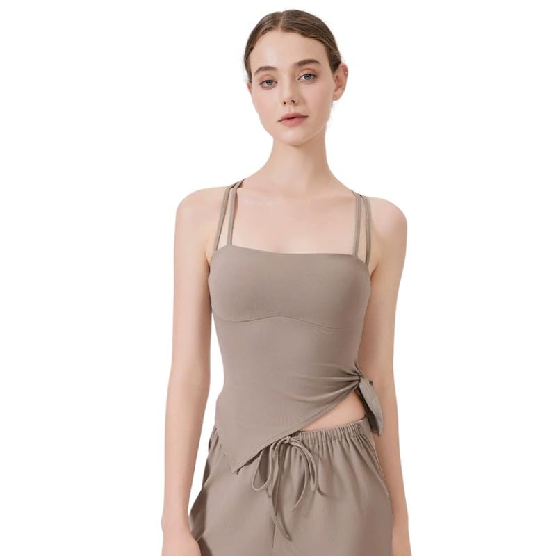 Women's Yoga Top Double Shoulder Strap Square Neck Sleeveless Comfortable Vest