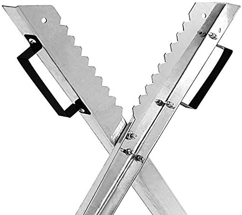 Monzana Saw Horse Folding Trestle Galvanised Metal Workbench Timber Cutting Chainsaw Holder Log Sawhorse Foldable Heavy Duty 150 kg