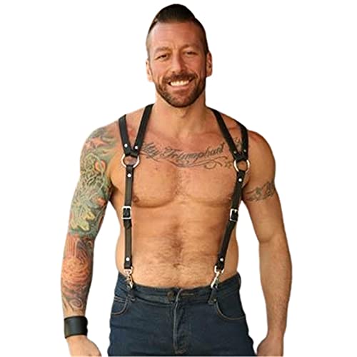 WMJL Hommes Élastique Hommes PU Cuir Corps Poitrine Muscle Harnais Ceinture Épaule Soutien Clubwear Cover