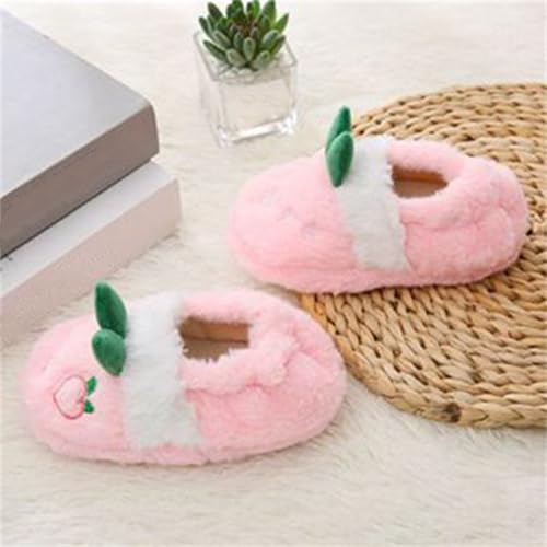 Kids Girls Plush Fruit Slippers Cute Cartoon Fleece Non-Slip Slippers Fall Winter Warm Comfort Soft Cozy Sandals2