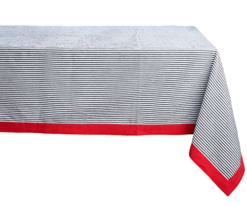 Cotton Table Cloths 60X109, 100% Cotton Black/White Tablecloth - Fall, Summer Tablecloth - Machine Washable, Red Tablecloth, Table Cloth Tablecloth Cotton - Cotton Striped Tablecloths, Black/White #TOP1