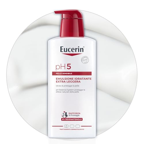 Eucerin pH5 Emulsione Corpo Idratante Extra Leggera 400 ml, Crema idratante corpo con Dexpantenolo e Glicerina dalla texture ad assorbimento rapido, Adatta per pelle secca e sensibile