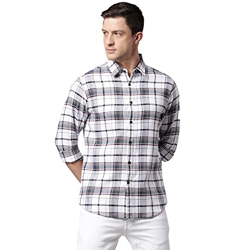 Image of Dennis Lingo Checkered Slim Fit Casual Shirt with Spread Collar for Men