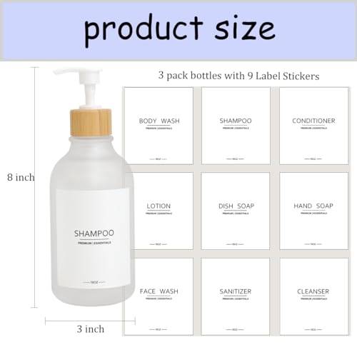 GlrYer Shampoo and Conditioner Frosted Bottles Bamboo Pump, Refillable Shampoo Bottles for Lotion Oil Shower Soap Dispenser (6, 6p-Clear) by GlrYer - Used condition - Image 2