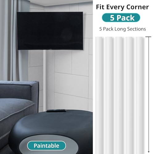 Image of ZhiYo 15ft Corner Cable Hider for 3-5 Cords, Wall & Floor Cord Hider Beige | Self-Adhesive Cable Concealer, 5 Pack (3ft Each), Quarter Round Cable Management Raceway for Baseboards & Ceiling Corners