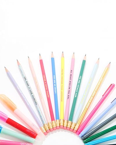 Image of ban.do Write On Colorful Pencil Set of 10, Pre-Sharpened #2 School /Office Graphite Pencils for Adults, Compliment /Sayings Pencils for Girls, Compliments