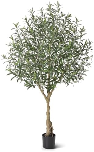 LOMANTO Olive Trees Artificial Indoor,7ft Tall Fake Plant in Pot,...