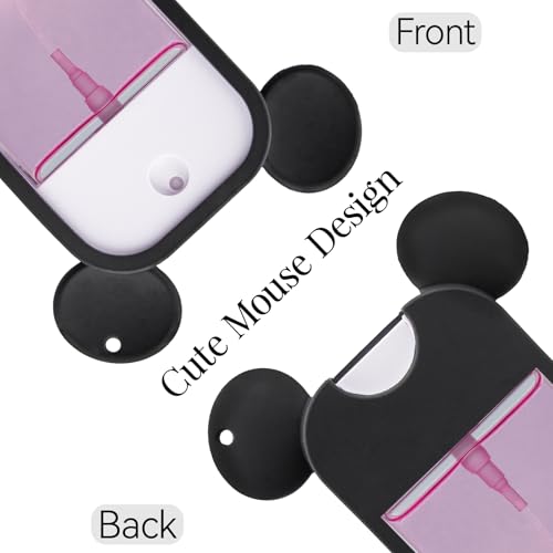 TERPINK 2 Pack Silicone Case Compatible with Touchland Hand Sanitizer Spray 1 fl oz, Mouse Design Protective Case with Keychain, Hand Sanitizer Spray Accessory (Black+Pink)3