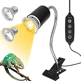 Lampada Riscaldante per Tartarughe, Morsetto Girevole a 360°Lampadas UVB per Rettili e Anfibio con 50W Lampadine Lampada Riscaldante Rettile con Interruttore Timer Regolabile per Lucertola, Serpente