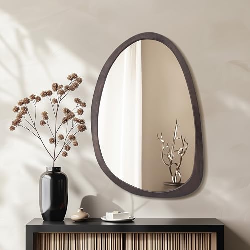 Modern Asymmetrical Mirror Decorative: 36x24 inch Mid-Century Irr...