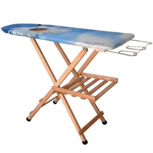La zappa Tabla de planchar de 114 x 37 cm con estructura de haya y reposapiernas de hierro con capacidad máxima de 4 kg