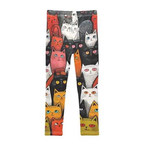 Colorful Cats Girls Leggings Kids Yoga Pants Athletic Tights Pants 4-10 Years2