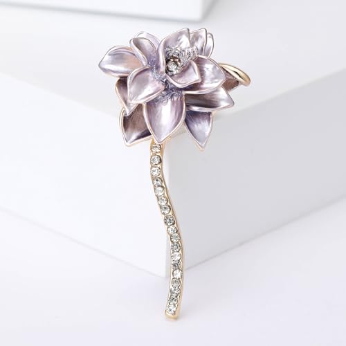 Image of Rhinestone Flower Brooches for Women Enamel Floral Brooch Lapel Pins for Mom Wife Elegant Dress Accessories Mother's Day Jewelry Gifts