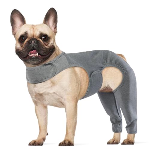 Image of ROZKITCH Dog Leg Sleeve to Stop Licking for Rear Right Left Leg, Pet Prevent Licking Wound Elbow Protector, Leg Protectors Licking for Sprain ACL CCL Arthritis Joint Care Grey S