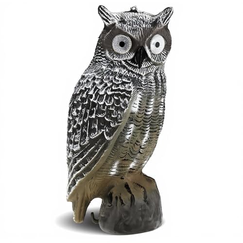 Annadue Hibou à énergie Solaire, Hibou Oiseau répulsif, Solaire Pendant journée, Aide à repousser Les Oiseaux(Les Yeux solaires Brillent, Bleu)