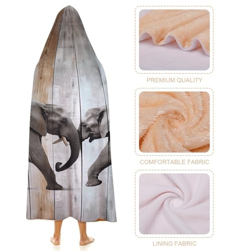 Couverture à capuche portable cape éléphant sur bois imprimé - 4