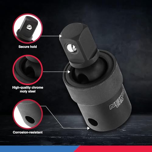 Image of NEIKO 02430A 1 /2 inch Drive Universal Joint Swivel Socket Adapter | Cr-Mo Impact Grade
