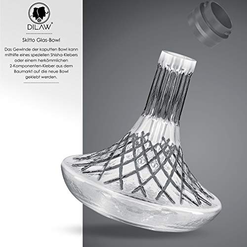 DILAW® SKITTO X Shisha Bowl Glas Ersatzglas Big Bowl ohne Gewinde Passend auf Shisha-Modelle mit Einer Außendurchmesser… – Bild 5