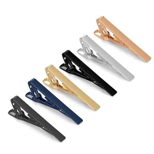 Tie Clips for Men, Shiny Necktie Tie Bar Pinch Clips, Valued Pack in a Gift Box