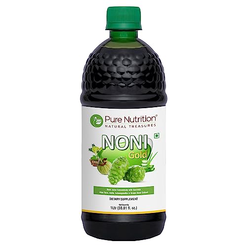 pure nutrition noni gold 1000ml  noni juice concentrate with garcinia aloe vera amla ashwagandha and grape seed extract