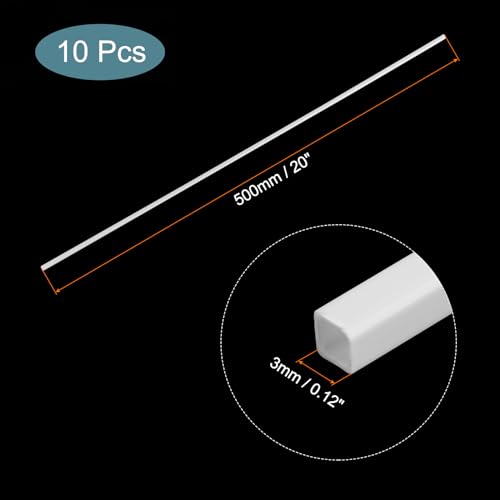 Image of MECCANIXITY 10pcs 20 inch Plastic Model Tube ABS Solid Square Bar 0.12 inchx0.12 inch White Easy Processing for Architectural Model Making DIY
