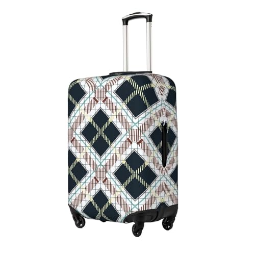 Tartan-Plaid-Black-And-White-Fabric-Texture-Check-Tartan-Il Luggage Cover, Protective Washable Suitcase Cover - Travel Fashion Elastic Suitcase Protector X-Large2