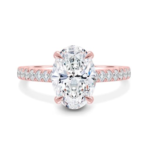 10K 14K 18K Solid Gold Moissanite Engagement Ring for Women, 1-3 Carat Center Oval Cut Moissanite Wedding Ring Engraved Name Jewelry Gift(10K Real Gold)2
