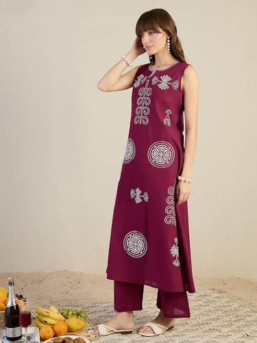 Image of INDO ERA Women's Catton Ethnic Co-Ord Set | Kurta Pant Set | Kurta Palazzo Set | Stylish Cotton Suit Set for Women,11255 | Co Ord Set For Women Stylish |
