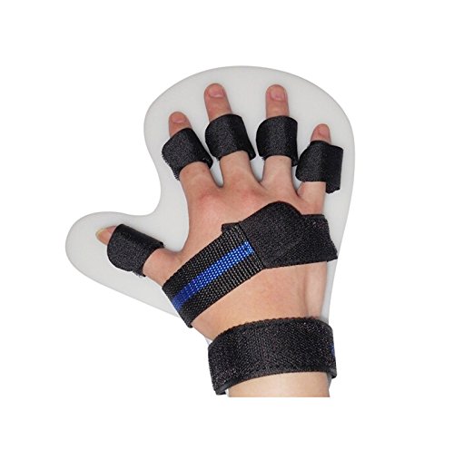 Lolicute Finger Training Device，Finger Orthotics Fingerboard Stroke Hemiplegia Finger Orthotics Points for Stroke/hemiplegia/Traumatic Brain Injury （Black,Right Hand）