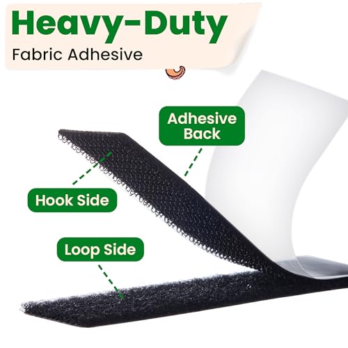 Image of ECOHomes (16 FT x 3 /4 Inch) Strips with Adhesive for Fabric, Blue | No Sew, Stick On for Fabric, Sticky Back for Clothes, Curtains, Heavy Duty, Double Sided Hook and Loop Hem Tape Fasteners