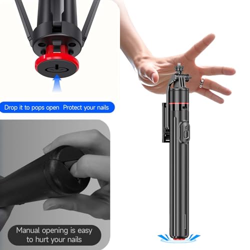 Image of Kratos K16 70 inch / 180 CM Long Selfie Stick, Pop Up Auto Open Tripod 360 Rotatable, Long Extendable Bluetooth Mobile Tripod with 1 /4 inch Screw for Mobile Phone Camera Gopro Vlogging YouTube Travel