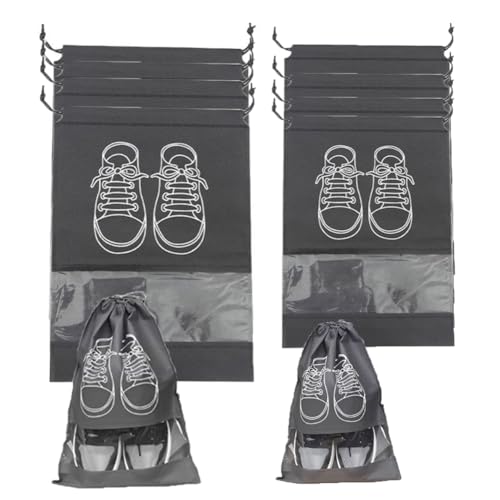 Bolsas de Zapatos de Viaje de 30 Piezas con Ventana Transparente con cordón a Prueba de Polvo Bolsas de Zapatos para Almacenamiento en el hogar de Viaje, Gris Gris. small30pcs