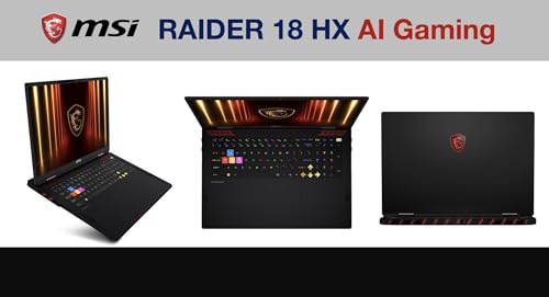 Image of msi Raider 18 HX AI Gaming Laptop 18 inch 120Hz MiniLED 4K Display (Intel Ultra 9-285HX, GeForce RTX 5080, 64GB DDR5, 2x2TB SSD, Copilot, FP Reader, Thunderbolt 5, Win11Home) w /DKZ USB Port Expander