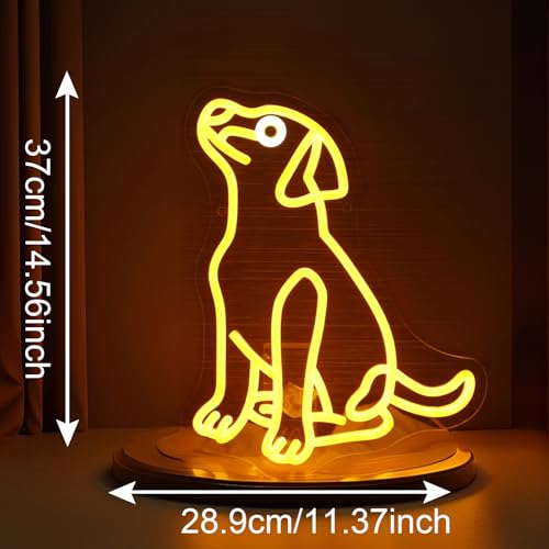 Image of Golden Retriever Neon Sign, Cute Dog Neon Light for Wall Decor, Dimmable Animal Sign for Kid Room Pet Shop Bedroom Home Party Decor (Yellow)