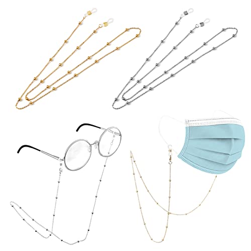 YUFFQOPC Brillenband Brillenkette Brillen Kettenband Damen Sonnenbrillen Kette Brillenbänder Ketten für Damen Herren Brillenkette Gold Sonnenbrillen Band Glasses Chain Antirutsch Brillen Band Cover