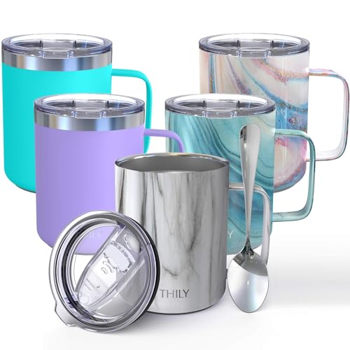 THILY Vacuum Insulated Travel Coffee Mug 12 oz Triple-Insulated Stainless