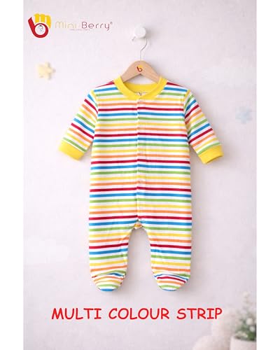 Image of Mini Berry Born Baby Multi-Color Long Sleeve Body Suit,Romper, Sleep Suit for Boys and Girls Pack of 3pcs Set