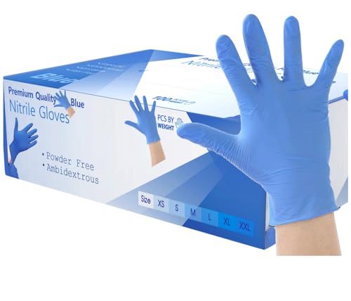 200 Disposable Nitrile Gloves Medium Blue Medical Examination Powder-Free Latex-Free Strong Durable Tear-Resistant for Healthcare Dental Food Cleaning Automotive & Industrial Use (Medium)