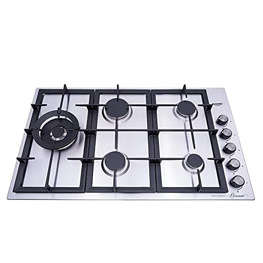 Cooktop a Gás 5 Bocas com Mesa de Aço Inox Escovado Dako Diplomata Gourmet 220V
