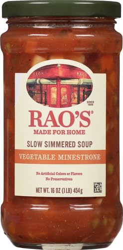 Image of Rao's Homemade Vegetable Minestrone Soup, 16oz, Real Vegetables, Traditional Italian Heat and Serve Soup (Pack of 4)
