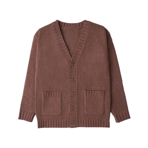 Men Winter Oversize Vintage Cardigan Warm Wool Blend Single-Breasted V-Neck Knit Sweater