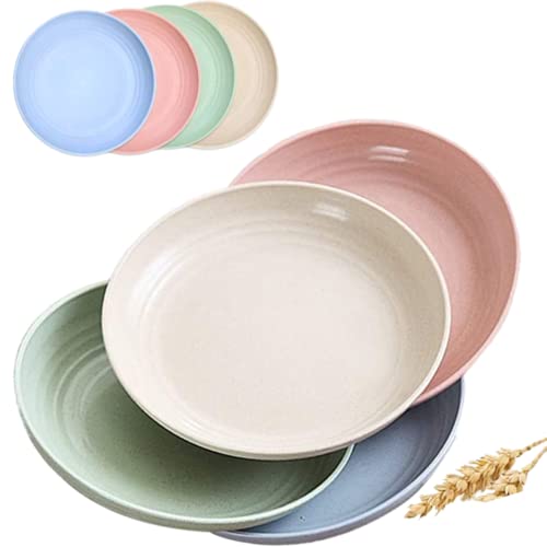 Rcelite Unbreakable Dinner Plates Set - 4 10'' Wheat Straw Dishwasher & Microwave Safe Plates - Lightweight & Unbreakable Plates For Kitchen, Camping, Dorm Rooms, Kids, Salads, Pastas, Snacks #TOP29