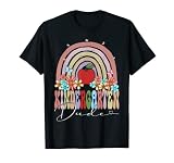 Kindergarten Dude Back To School Rainbow Retro Groovy Floral T-Shirt