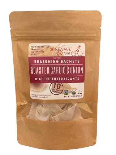 Gwennie on the GO – Seasoning Sachets | Roasted Garlic &amp; Onion | Certified Organic | Fresh, Gluten- Free | Resealable Pouch | Seasoning Mix Packets for Soups &amp; Sauces | 10 Sachets | 2oz