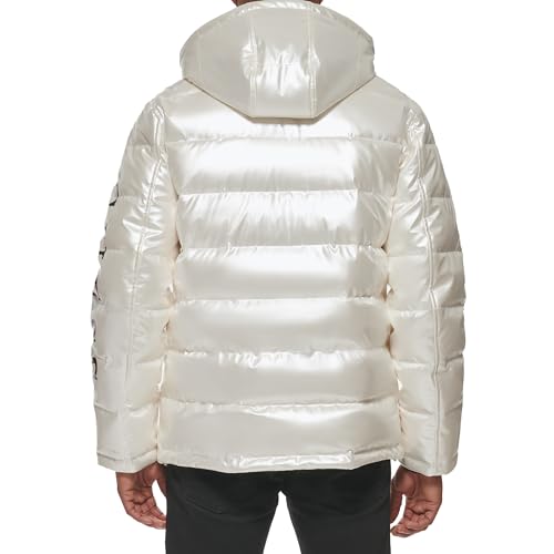 Image of Guess mens Holographic Hooded Puffer Jacket