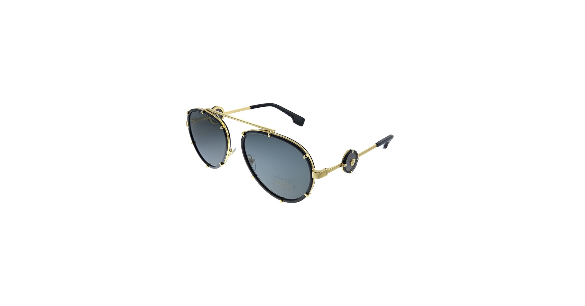 Amazon.com: Versace VE 2232 143887 Black Metal Aviator