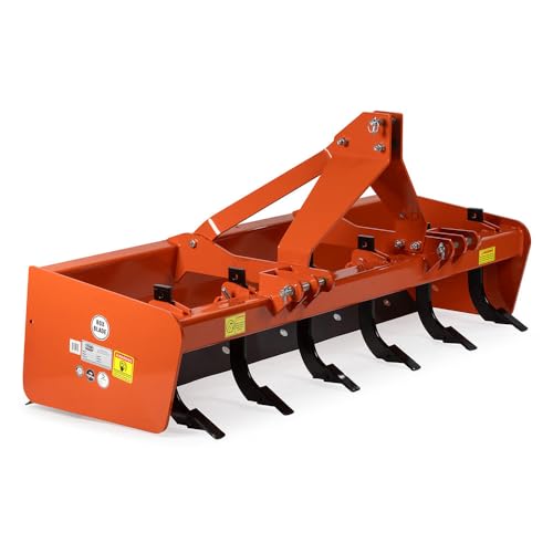 Titan Attachments Pro Series 3 Point Rear Box Blade, Cat 1 & 2 Hook Up, Quick Hitch Compatible, Scarifier Teeth & Reversible Cutting Edges, for Leveling, Grading, Ripping, Scraping (6 FT)