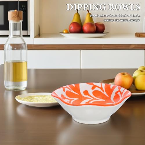 Bols à sauce céramique et coupelles à condiments : mini assiettes à apéritif 8pcs - 6