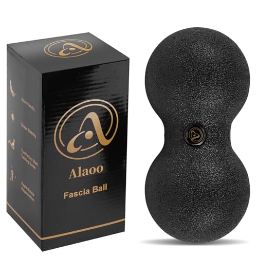 Alaoo Bola de Masaje de Cacahuete, Bola de Masaje Negra,Pelota Lacrosse Masaje para Fascitis Plantar, Terapia de Puntos Gatillo, Tejido Profundo, Liberación Miofascial, Yoga, Pilates