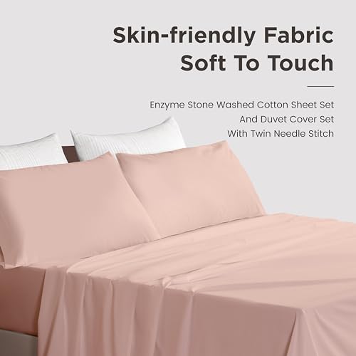 Image of Sophia & William Soft 100% Washed Cotton Sheet Set California King, Pink